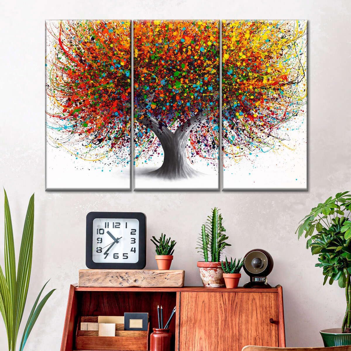 Fotocraft Tree Of Festivity Absttract 3 Piece Canvas Wall Art Paintings Print For Bedroom Living Room Bathroom Home Office Interior - Image 2