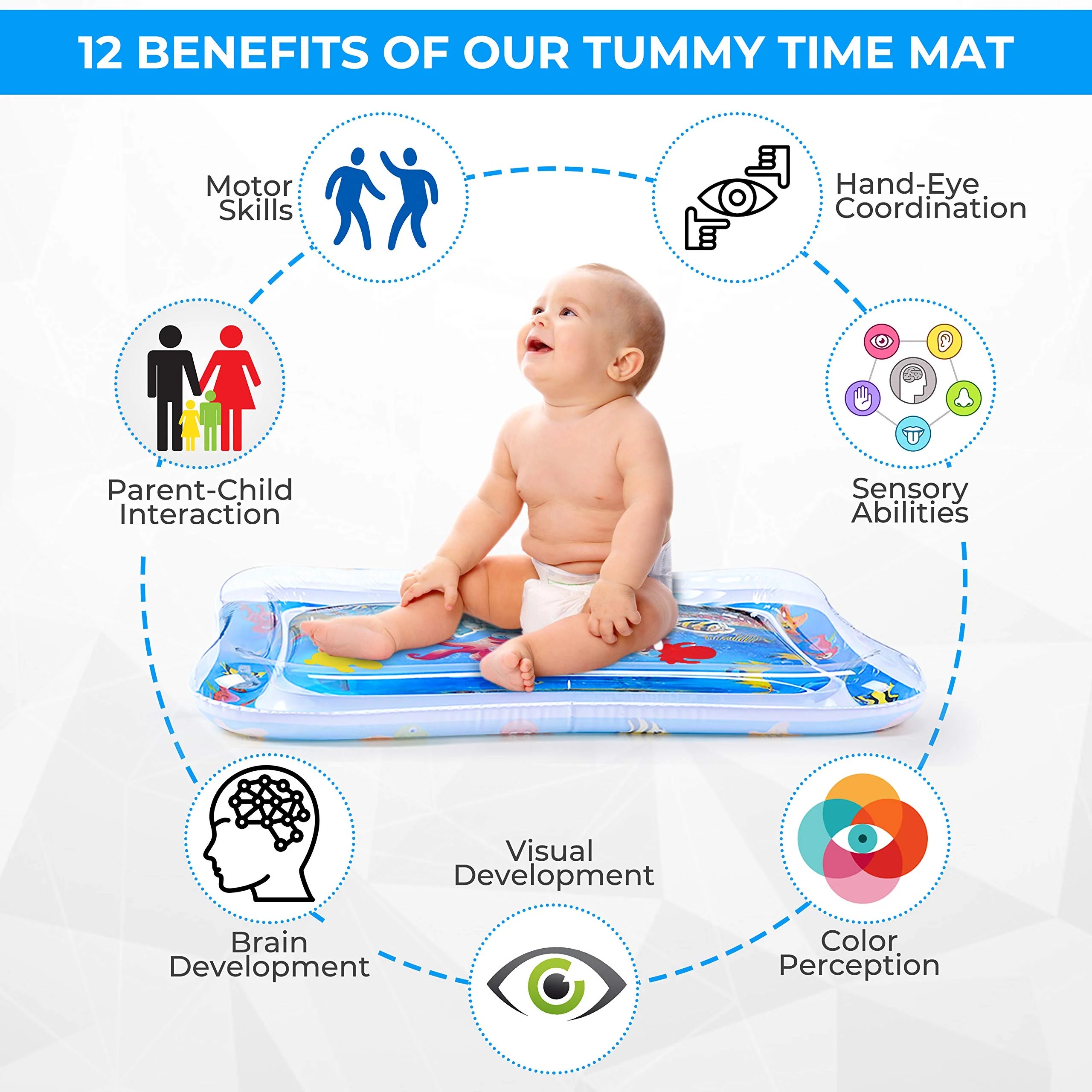 Inflatable Water Play Mat Premium Baby Toy for Infants & Toddlers (324 Months), Muscle Strengthening & Sensory Development, 27.4x21.5x2.2 inch (Random Color) - Image 4