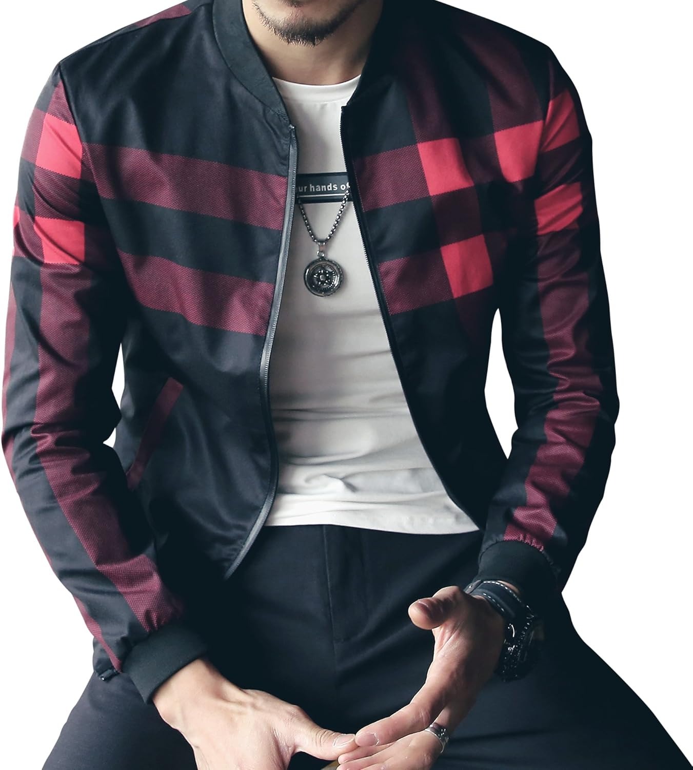 Men's Stylish Zipper Jacket with Contrast Checked Zipper | Jacket For Men's & Boys | Stylish Jacket For Formal & Casual Wear | Checked Design Jacket - Image 3