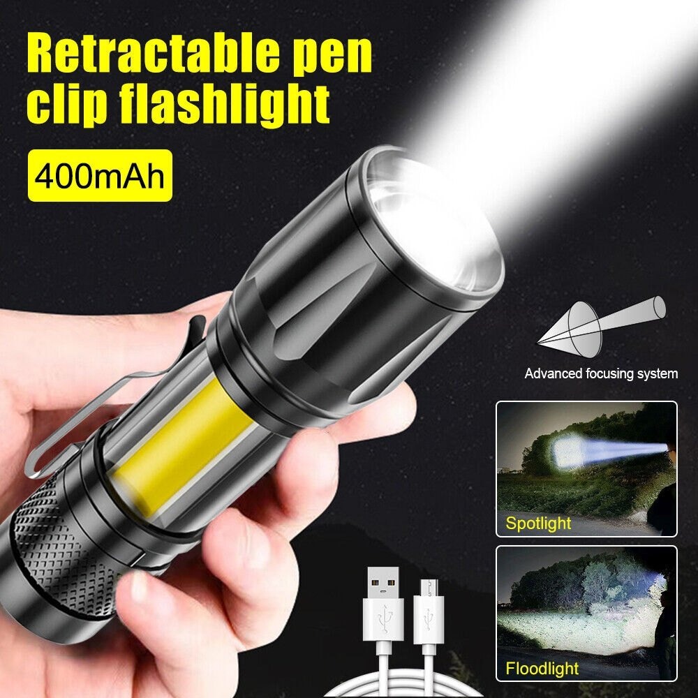 Metal COB Flashlight Torch | Mini LED Rechargeable Work Light | Emergency Penlight | Portable Pocket Torch | Waterproof - Image 4