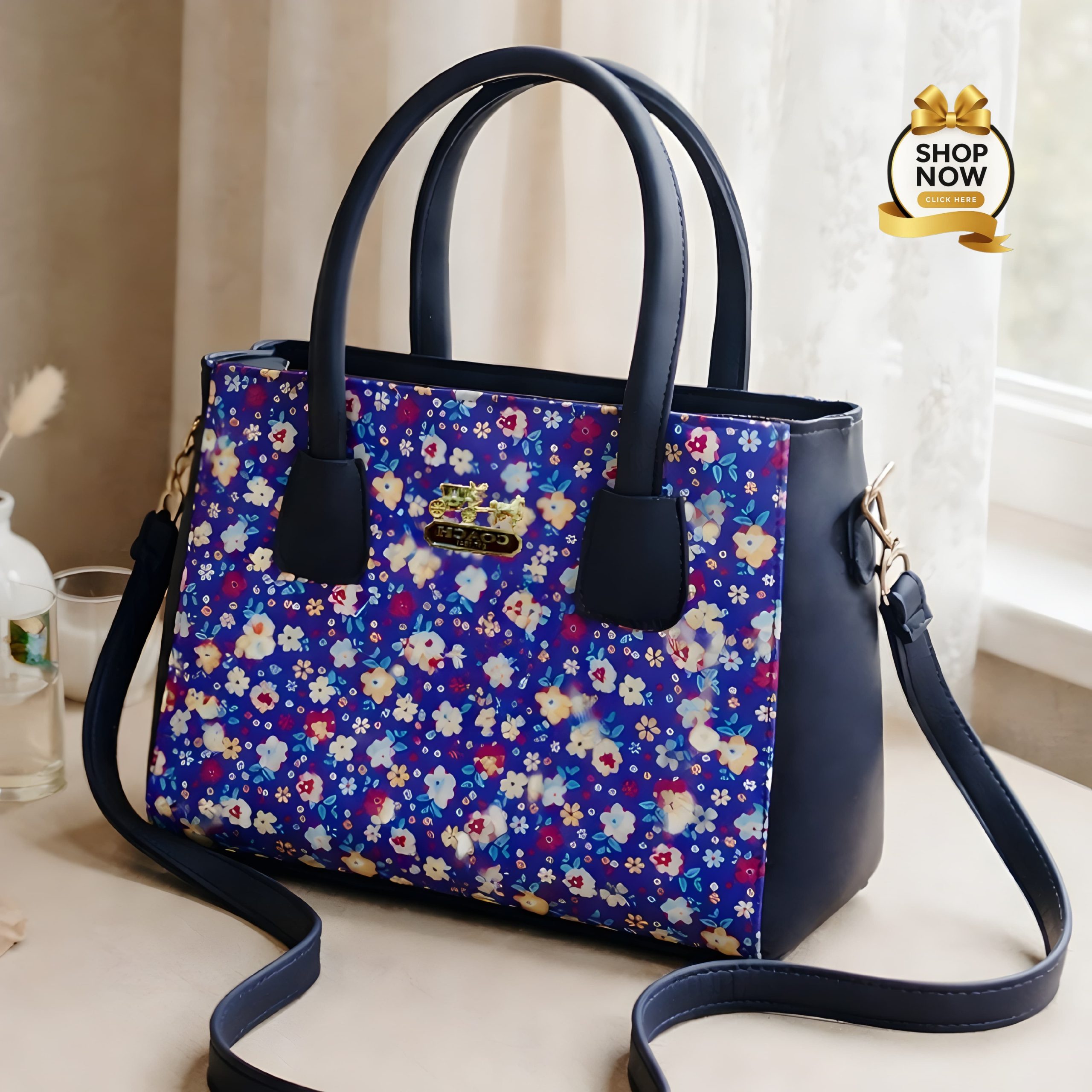 Womens Shoulder Bag With Vibrant Floral Print And Practical Detachable Shoulder Strap