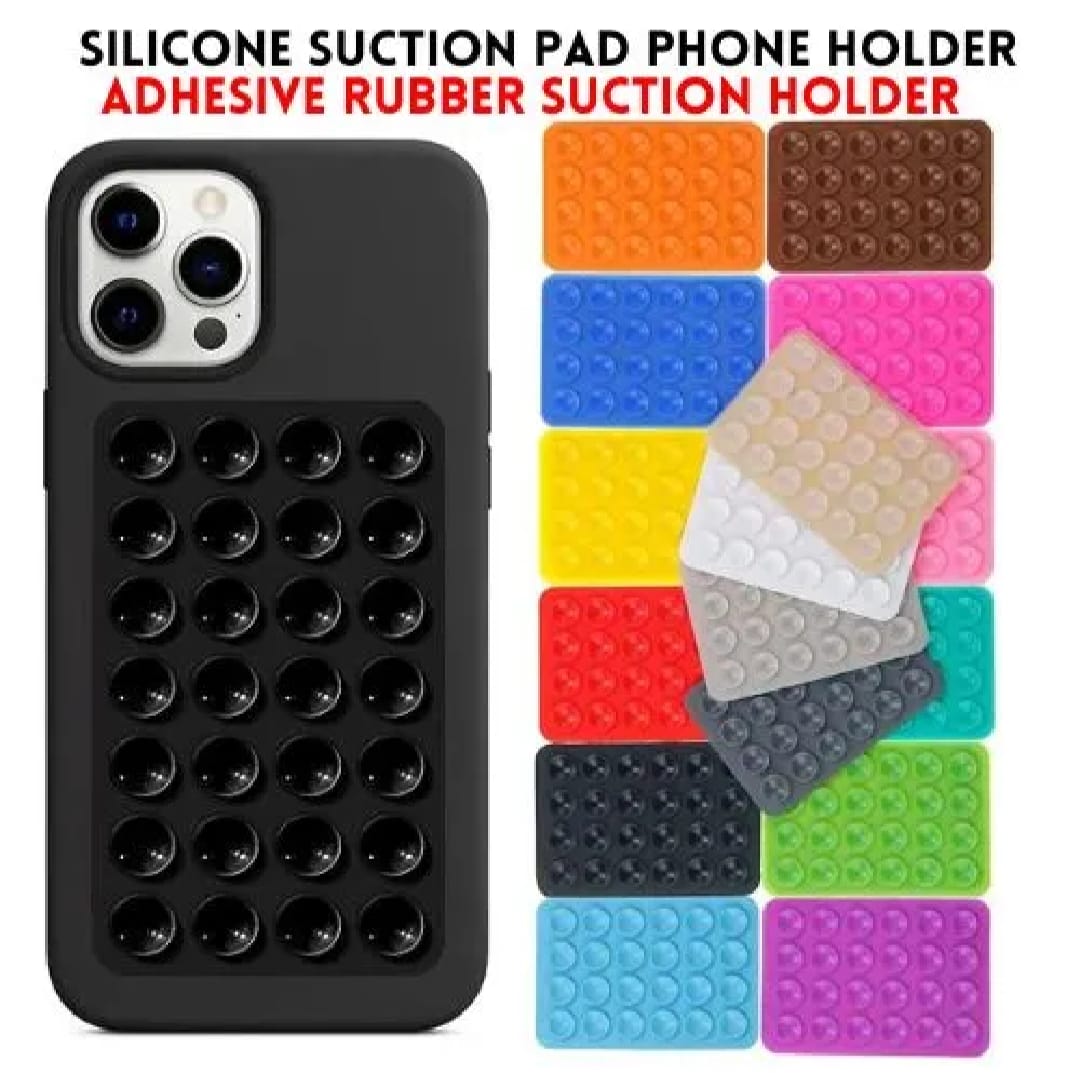 1 PCs Double Side Silicone Suction Pad Phone Holder Self-Adhesive Square Rubber Grip Pad for All Mobiles & Tablets (Random Color)