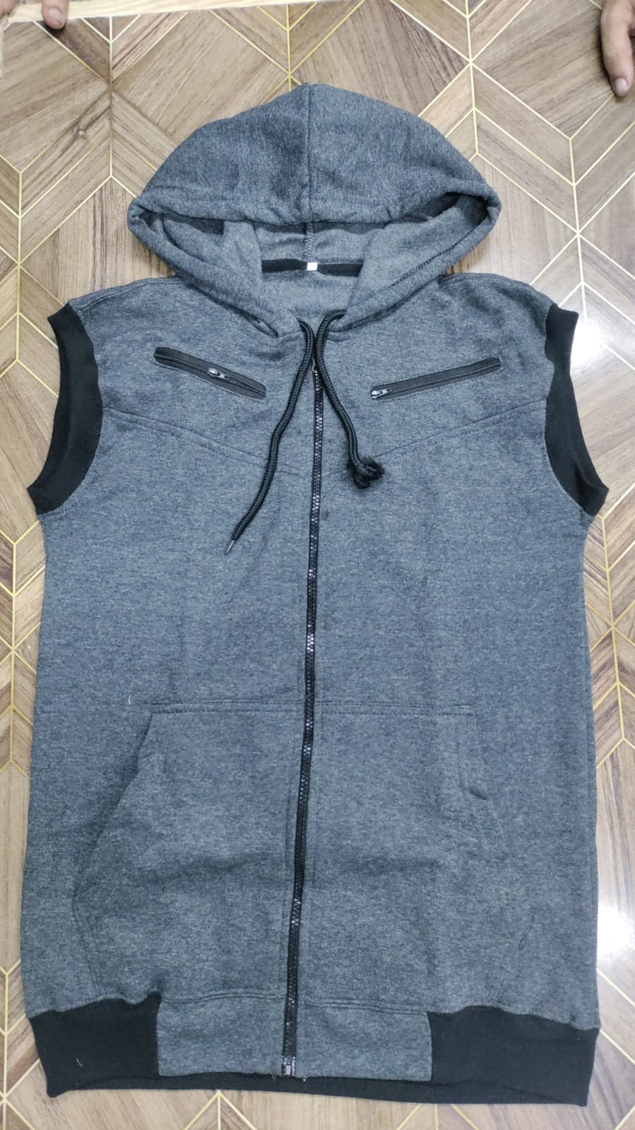Premium Men's Sleeveless Tech Hoodie Vest | Full-Zip, Jersey Fabric - Image 3