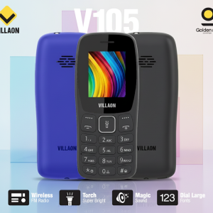 Villaon V105 Dual SIM Feature Phone  Ultra-Bright Torch, Wireless FM Radio, and Large Font Display for Enhanced Accessibility