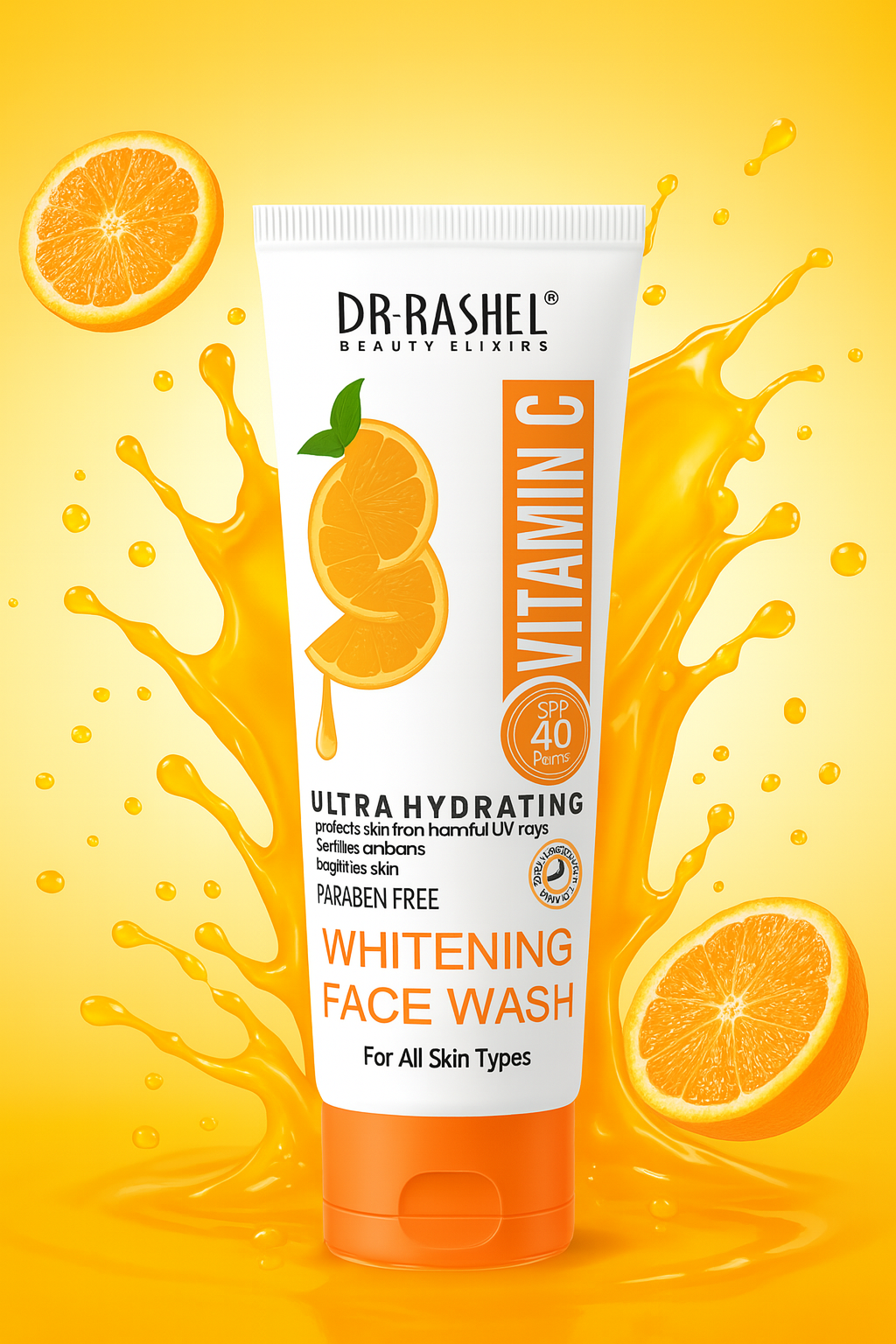 Dr Rashel Vitamin C Ultra Hydrating Whitening Face Wash Brightening & Moisturizing Cleanser, 100ml (1 Pc)