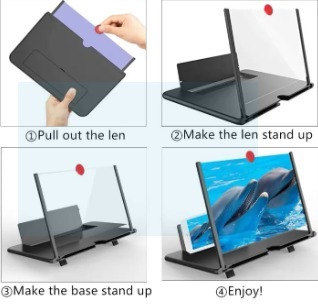 F3 Mobile Screen Magnifier | Size 21.8×16.5×1.2CM (Random Color) - Image 2