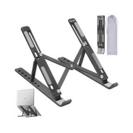 Metal Body Laptop Stand | Creative Folding Storage Bracket | Adjustable Portable Durable | 24×4.5cm Folded / 24×16.5cm Opened - Image 3