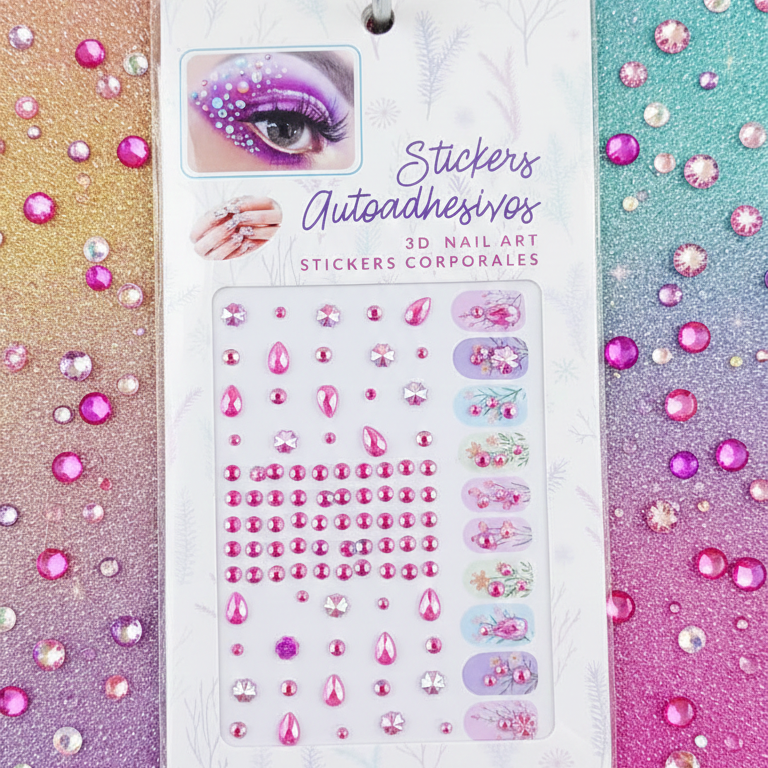 Temporary Tattoo for Women Rhinestone Gems Face & Body Sticker | Self-Adhesive Crystal Makeup Decoration for Parties & Festivals (Random Design) - Image 2