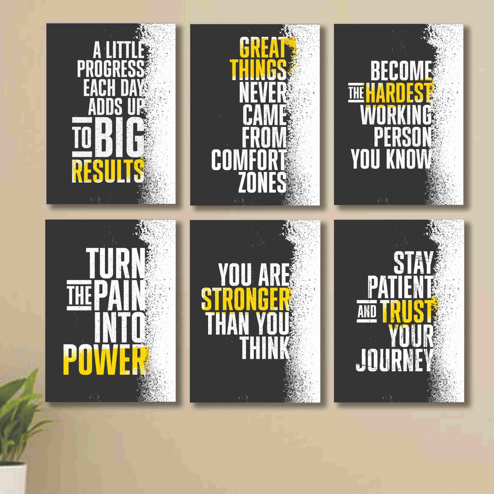 6 PC Wall Decor Cardboard Phototiles With Double Tape For Back Sticking Turn Pain Into Power