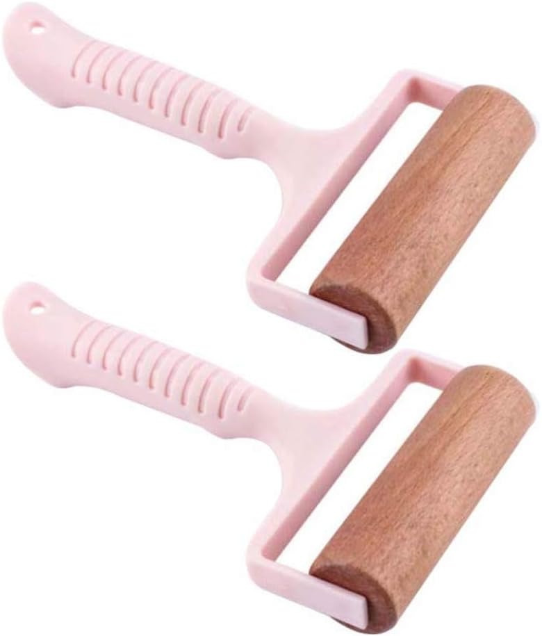 2pcs Wooden Rolling Pin for Baking Hand Push Dough Roller with Non-Stick Surface, Lightweight & Kid-Friendly