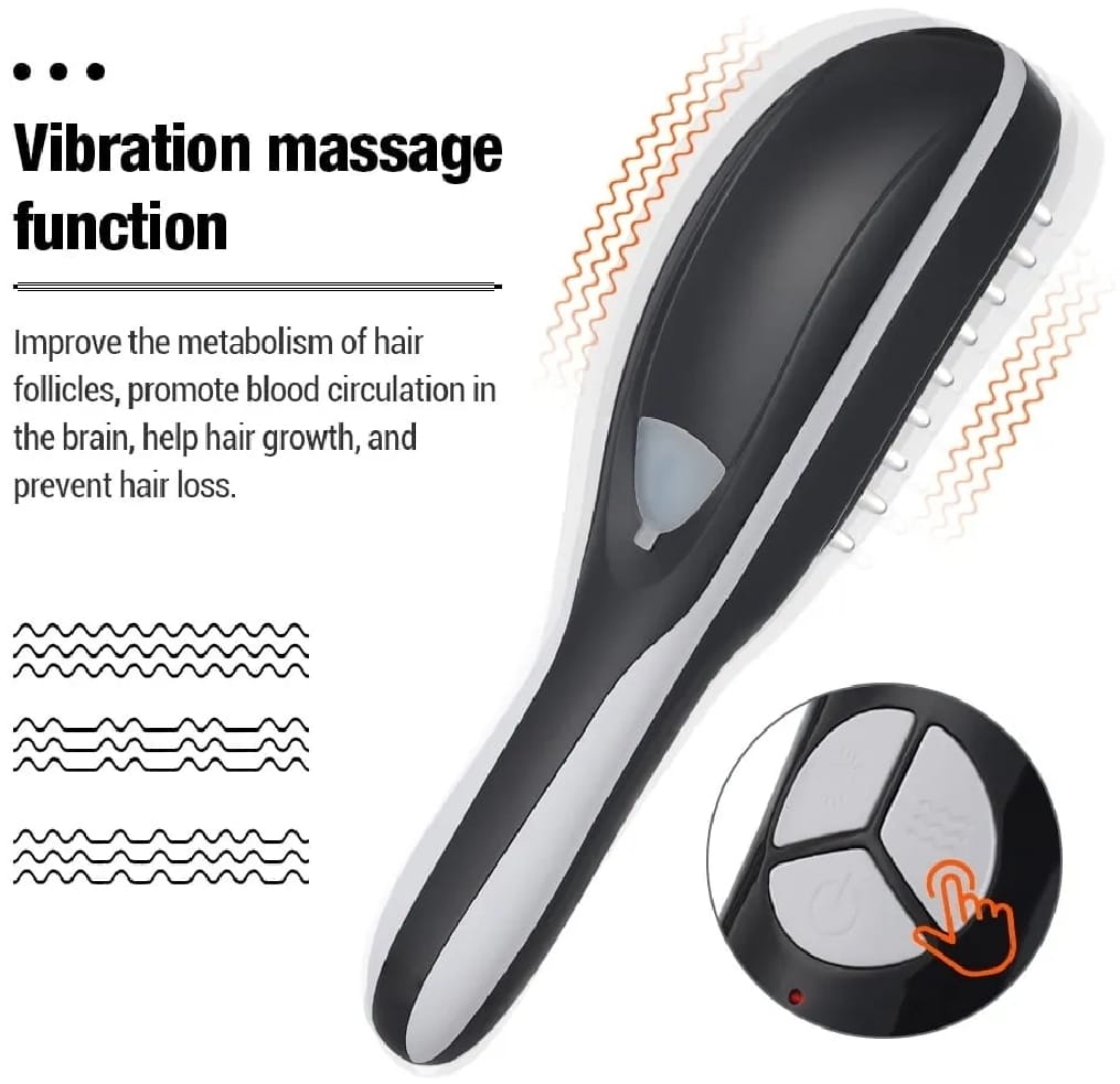 Rechargeable Electric Hair Growth Comb with Steam Spray & Red/Blue LED Therapy Scalp Massage Anti Hair Fall Brush with 3 Vibration Modes - Image 2