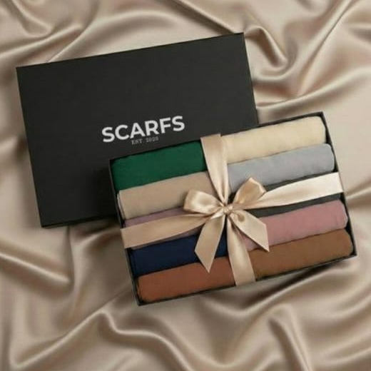 Pack of 5 Hijab With 1Pc 4-in-1 Inner Cap Gift Set (Mix Colors Without Box) - Image 2