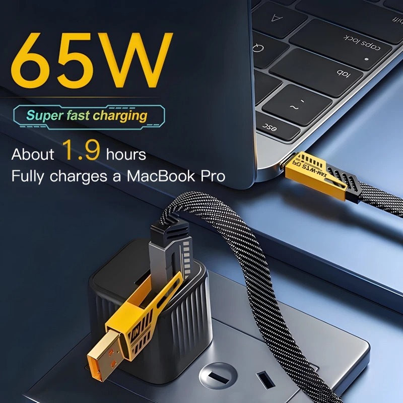 4 In 1 Data Cable USB-C & Lightning Connectors, Braided Durable Design, Fast Charging (Without Box) - Image 2