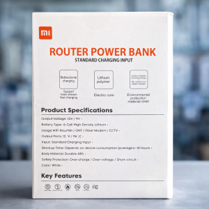Mi Router Power Bank UPS  12V/9V WiFi Router Backup Battery for PTCL, StormFiber & Fiber Modems (Without Adapter)