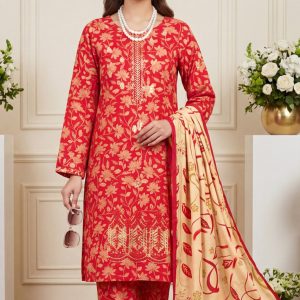 Aneelas Premium Embroidered Lawn 3PC Unstitched Suit with Printed Dupatta