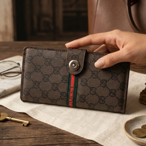 Gucci Long Wallet Premium Off White & Brown Designer Wallet