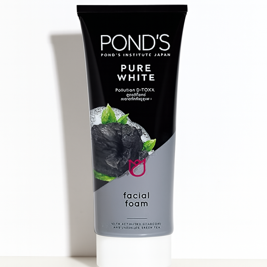 PondÂs Pure White Face Wash with Activated Charcoal  Deep Cleansing & Brightening Daily Face Cleanser (100g) - Image 2