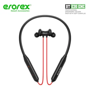 EroreX BT E20 ENC Wireless Neckband Earphones Noise Cancellation, Bluetooth 5.3, Magnetic Design & Long Battery Life