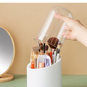 360Â° Rotating Makeup Brush Storage Box | Desktop Cosmetic Organizer for Brushes, Lipsticks, Eyebrow Pencils & Beauty Tools