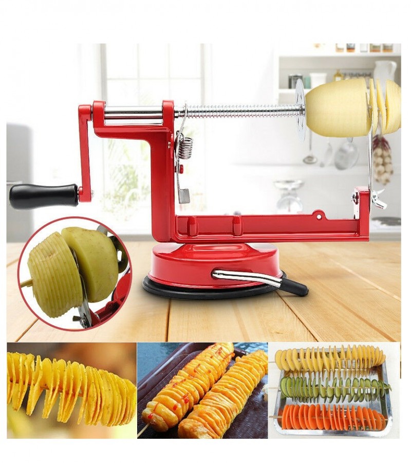 Manual Twisted Potato & Apple Spiral Slicer Stainless Steel Vegetable Spiralizer & French Fry Cutter - Image 3
