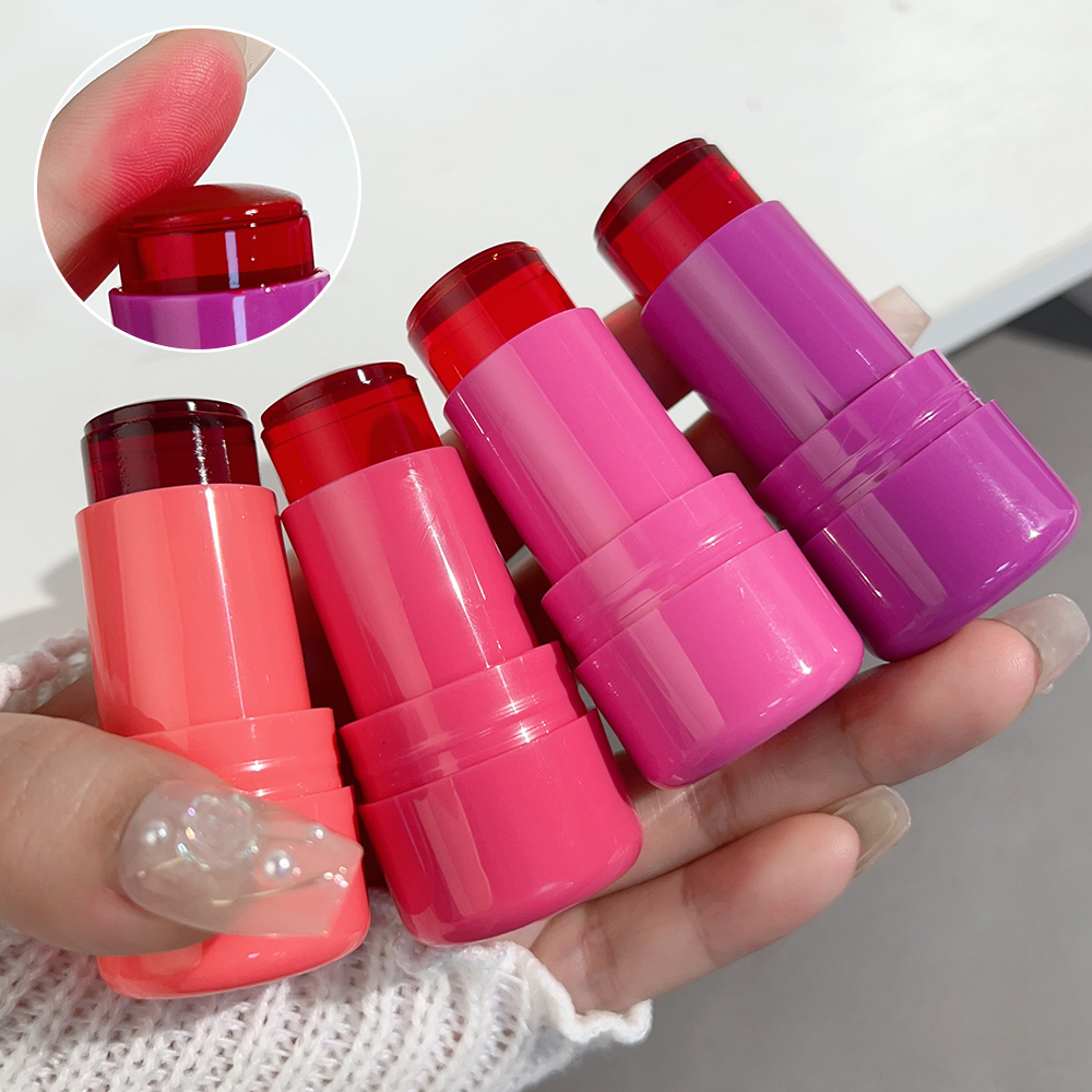 pack of 4 Cheek Lip Tinted Moistured Blush Stick Eyes Cheek Lip Brighten Cream Water Jelly Tint Stick Matte Contour Makeup - Image 4