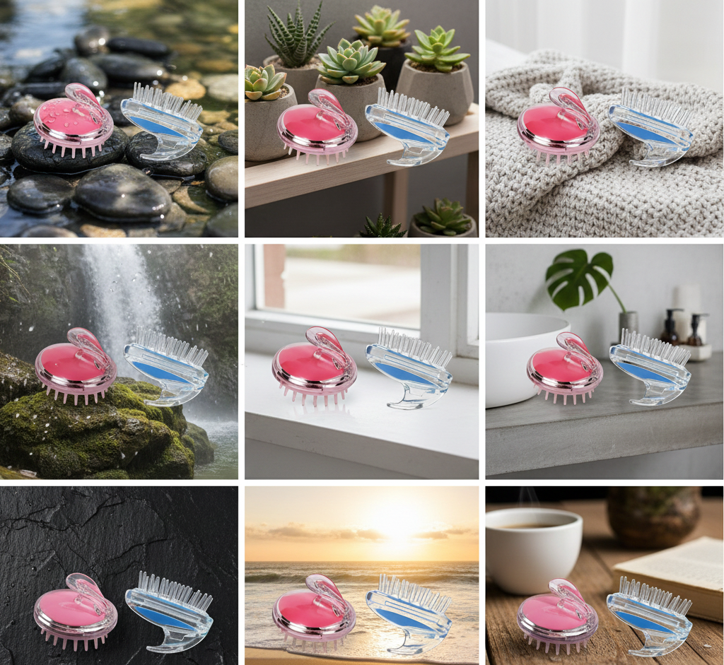 Hair Wash Brush & Scalp Massage Comb Anti-Dandruff Haircare Brush with Soft Silicone Bristles