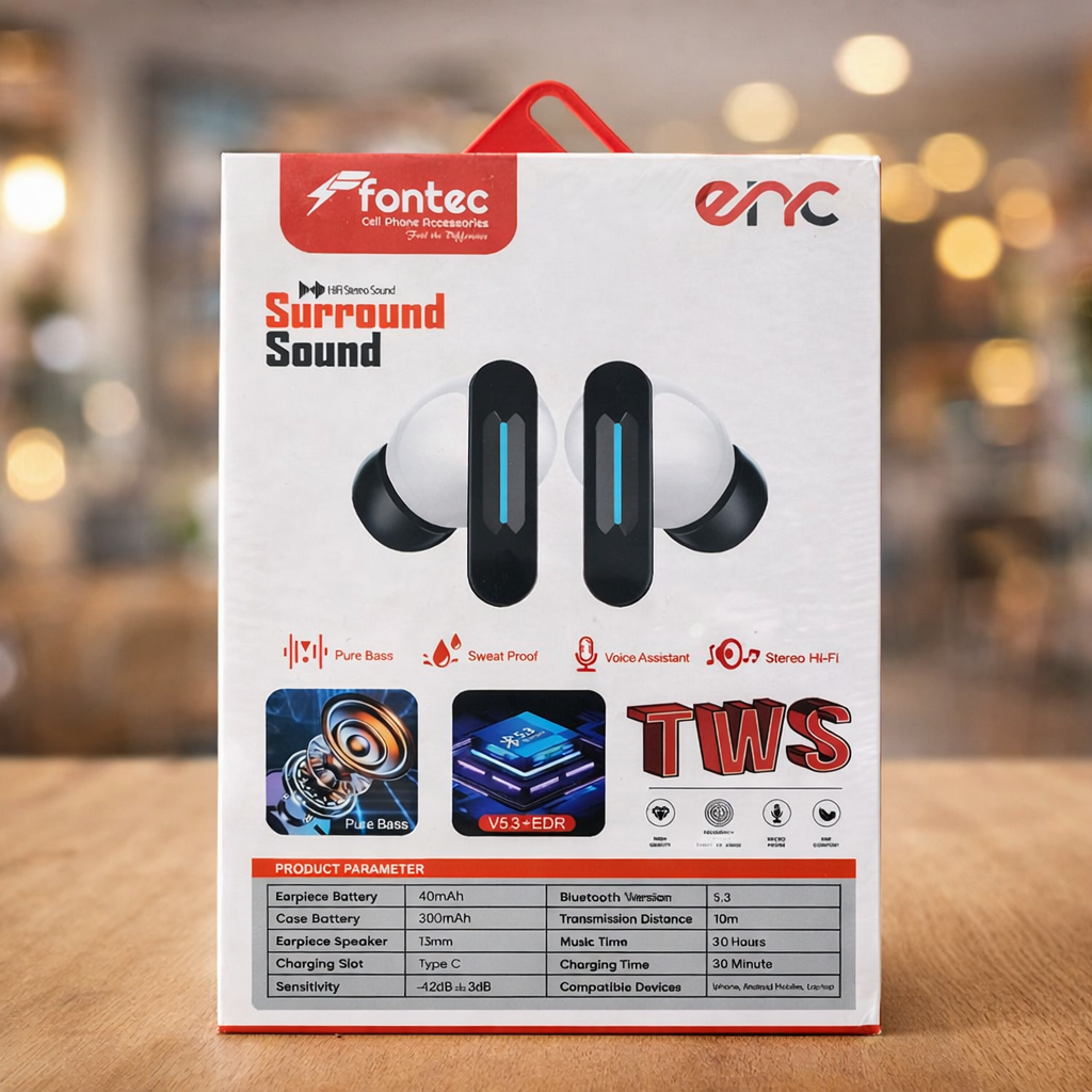 Fontec Winner True Wireless Earbuds Bluetooth 5.3 Gaming Airbuds with ENC Noise Reduction, RGB Light & Up to 30 Hours Playtime (White) - Image 2