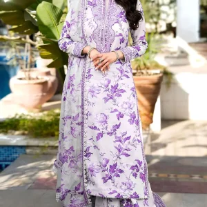 Aneelas Luxury 9mm Sequins Embroidered Lawn 3 Piece Unstitched Dress with 4-Side Embroidered Chiffon Dupatta
