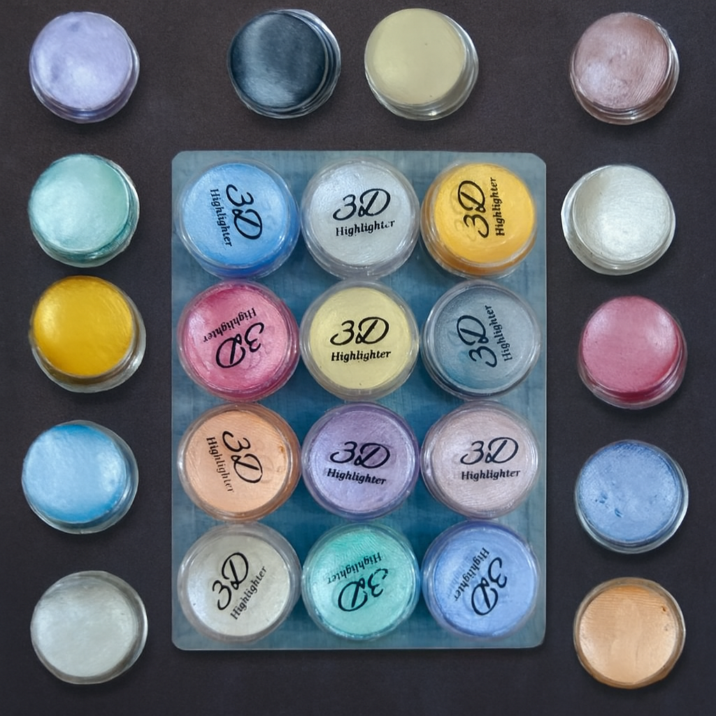 Professional 3D Highlighter 12 Color Palette Trendy Creamy Shimmer Kit With Pressed Powder Shades Shiny Makeup Cosmetic Palette Box For Radiant Glow - Image 2