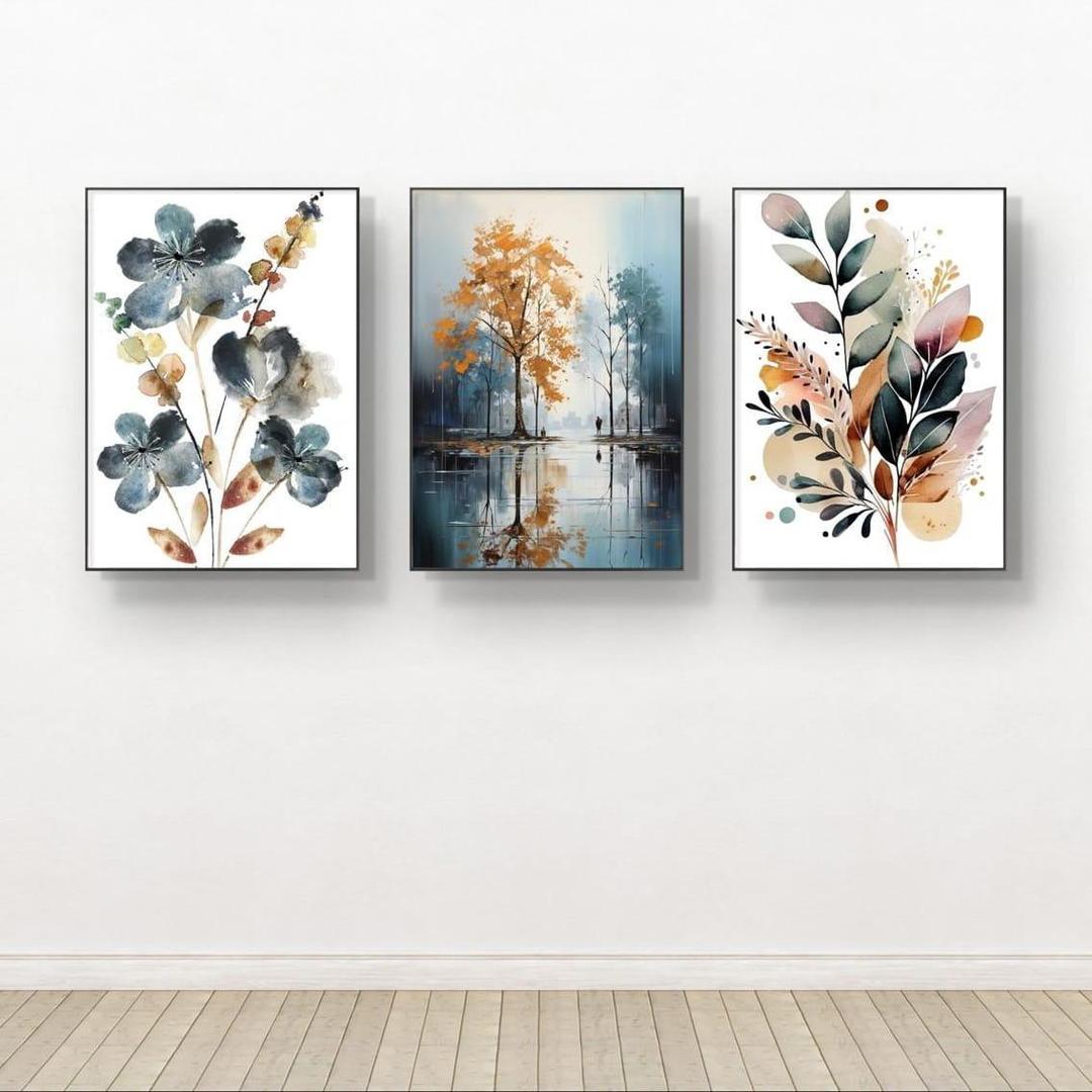 Natures Trio Wooden Framed Wall Art (3 Pieces, 2 Sizes)