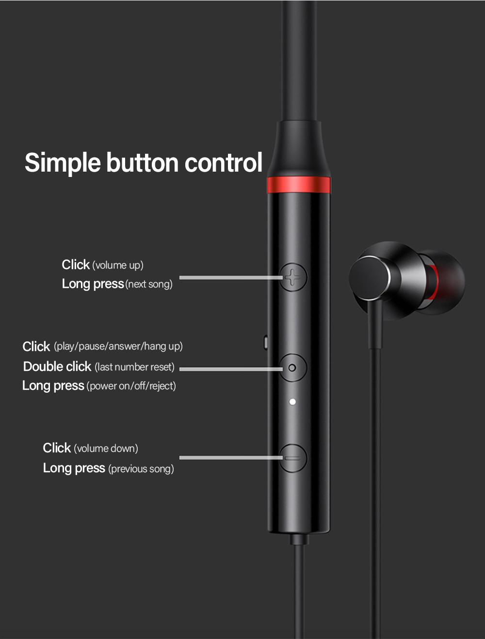 Lenovo Premium Bluetooth Neckband Model 05 Super Bass Wireless Earphones with Clear Voice & Fast Charging (Black) - Image 2