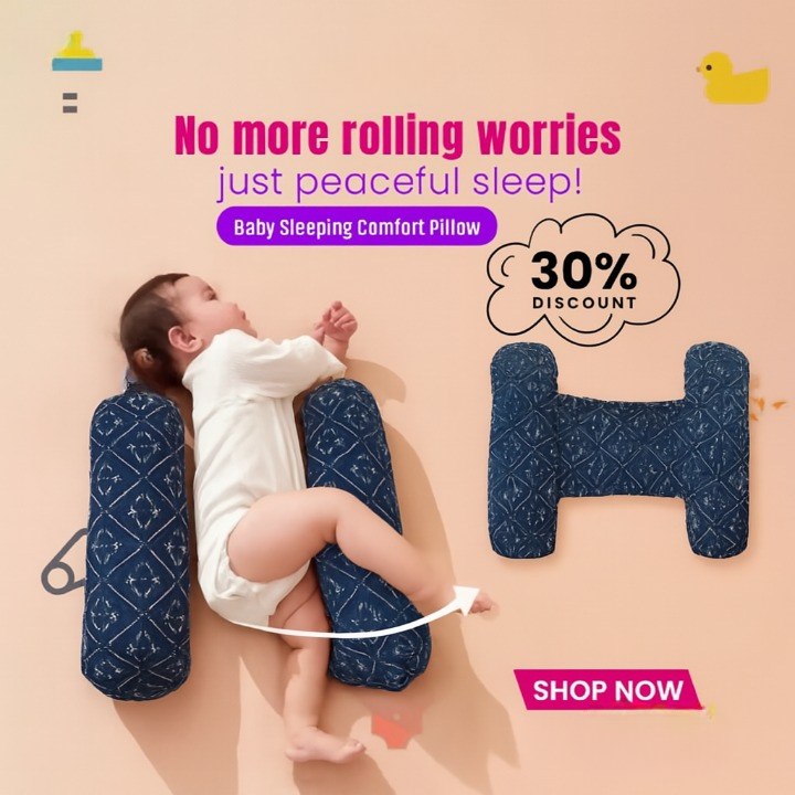 Soft Baby Sleeping Pillow With Neck Support | Printed Baby Sleep Cushion
