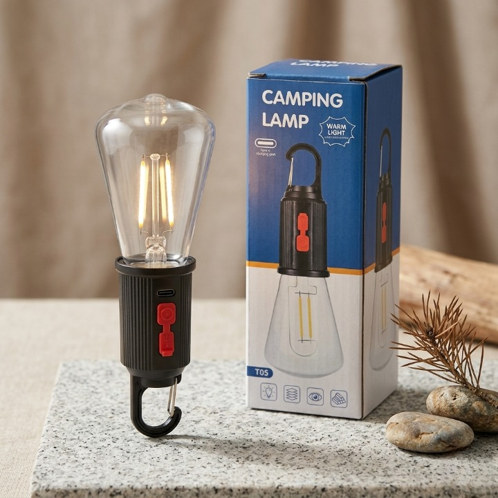 T03 & T05 Portable Warm Light Camping Lamp with Hanging Hook Rechargeable Emergency LED Lantern - Image 4