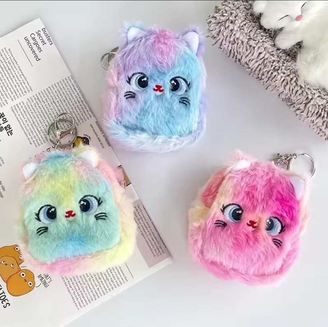 1pc Kawaii Rainbow Color Keyring Coin Purse for Girls Cute and Portable Storage Accessory- Random Colour
