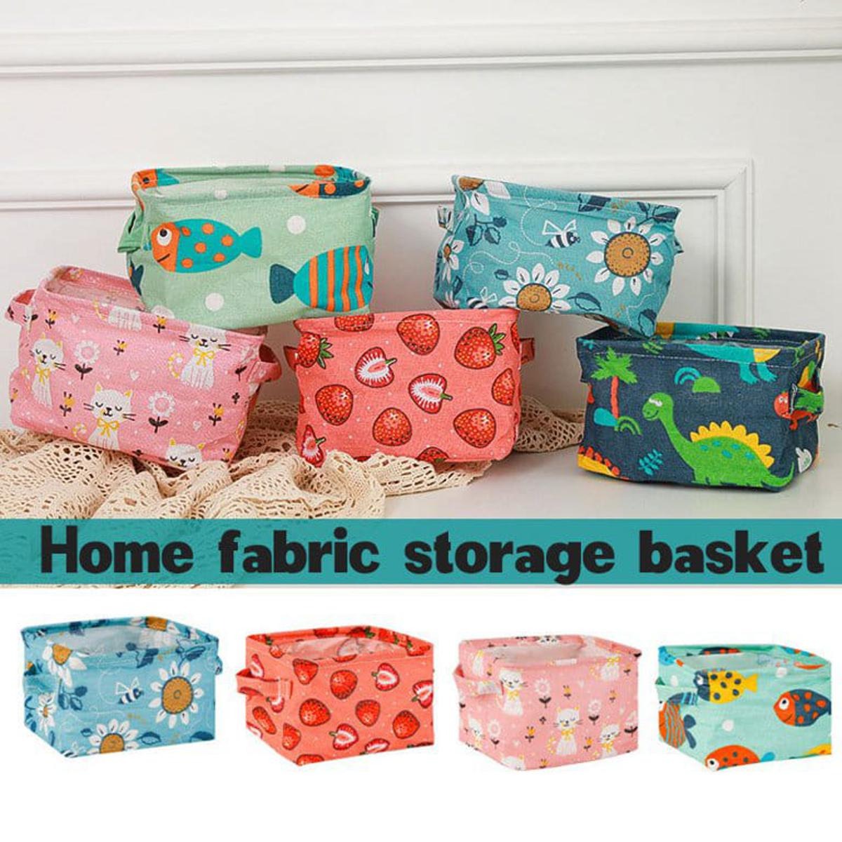 Foldable Desktop Storage Basket | Waterproof Cotton Linen Organizer - Image 2