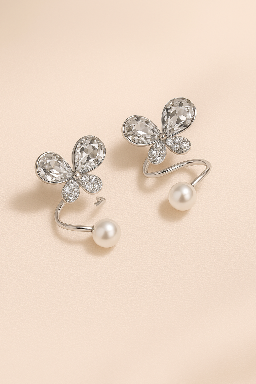 Tangled Korean Pearl Earrings Golden Silver (PQT-994) - Image 2