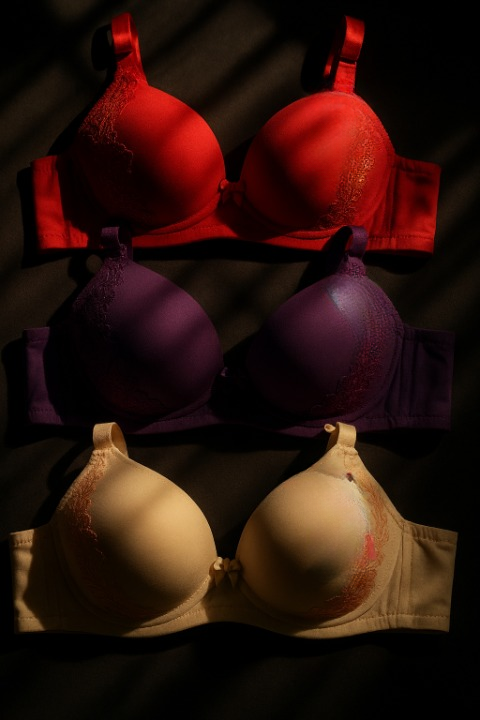 Silk Embroidered Padded Bra for Women Luxury Undergarment with Soft Silk Fabric, Stylish Embroidery, Comfortable Fit & Everyday Support (Random Color) - Image 2