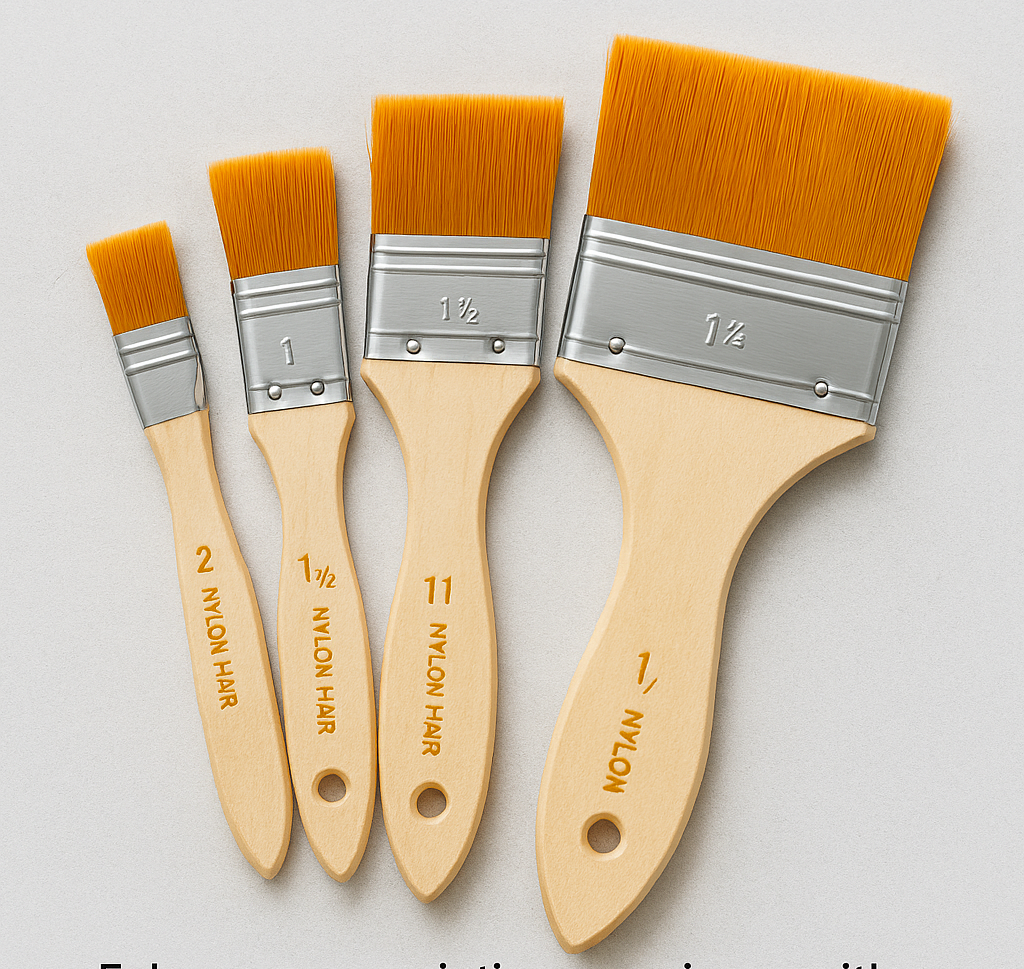Pack of 4 Nylon Hair Wide and Thin Gesso Base Brushes Premium Paint Brushes Set for Artists - Image 2