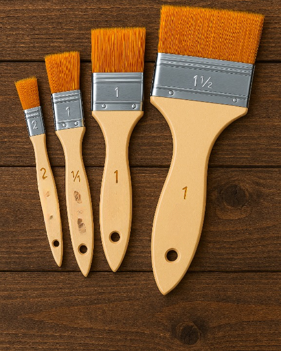 Pack of 4 Nylon Hair Wide and Thin Gesso Base Brushes Premium Paint Brushes Set for Artists