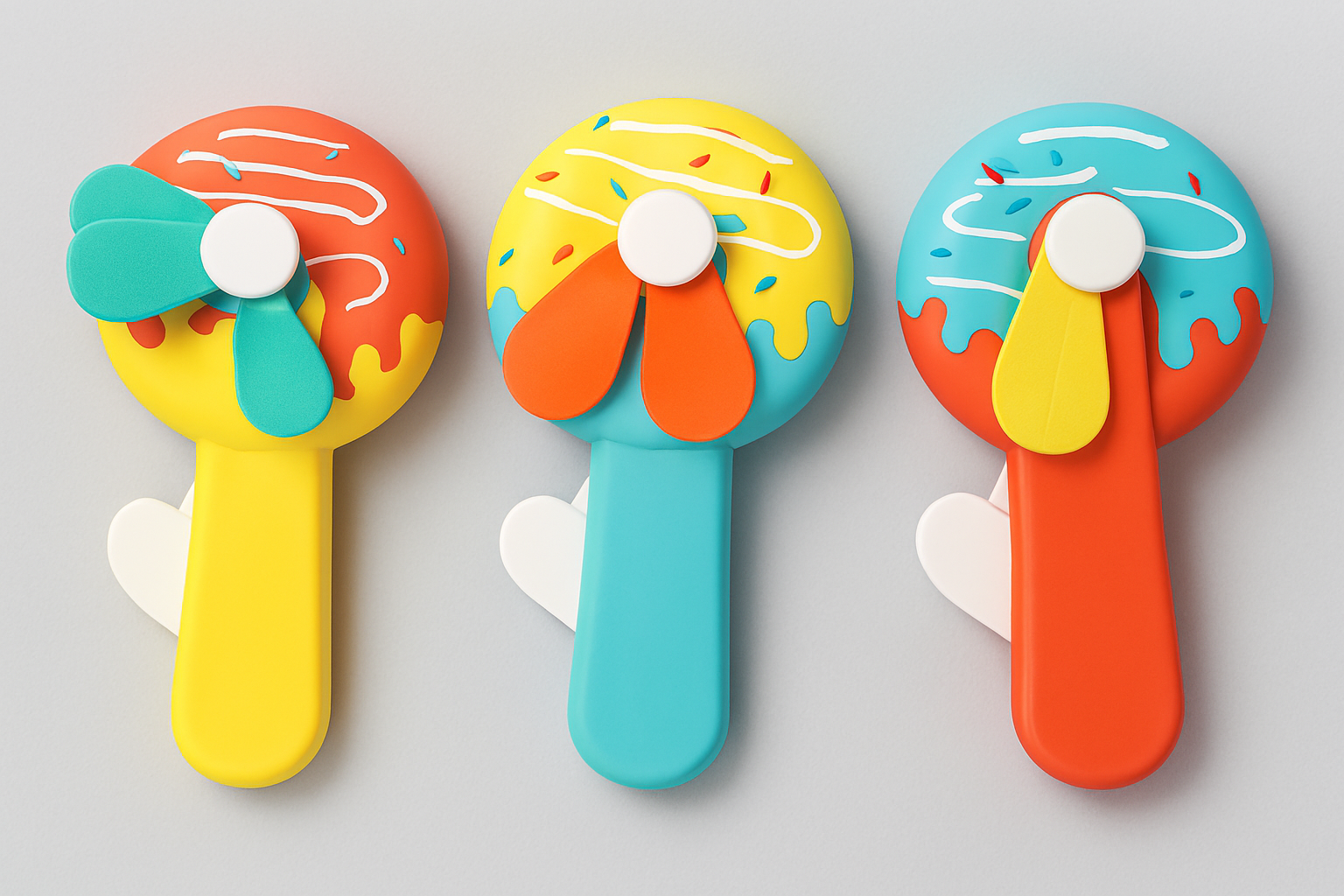 Handheld Donald Shape Toy Fan for Kids Cute Cartoon Design, Safe Soft Blades, Portable Mini Fan for Summer Play & Cooling (Random Color) - Image 3