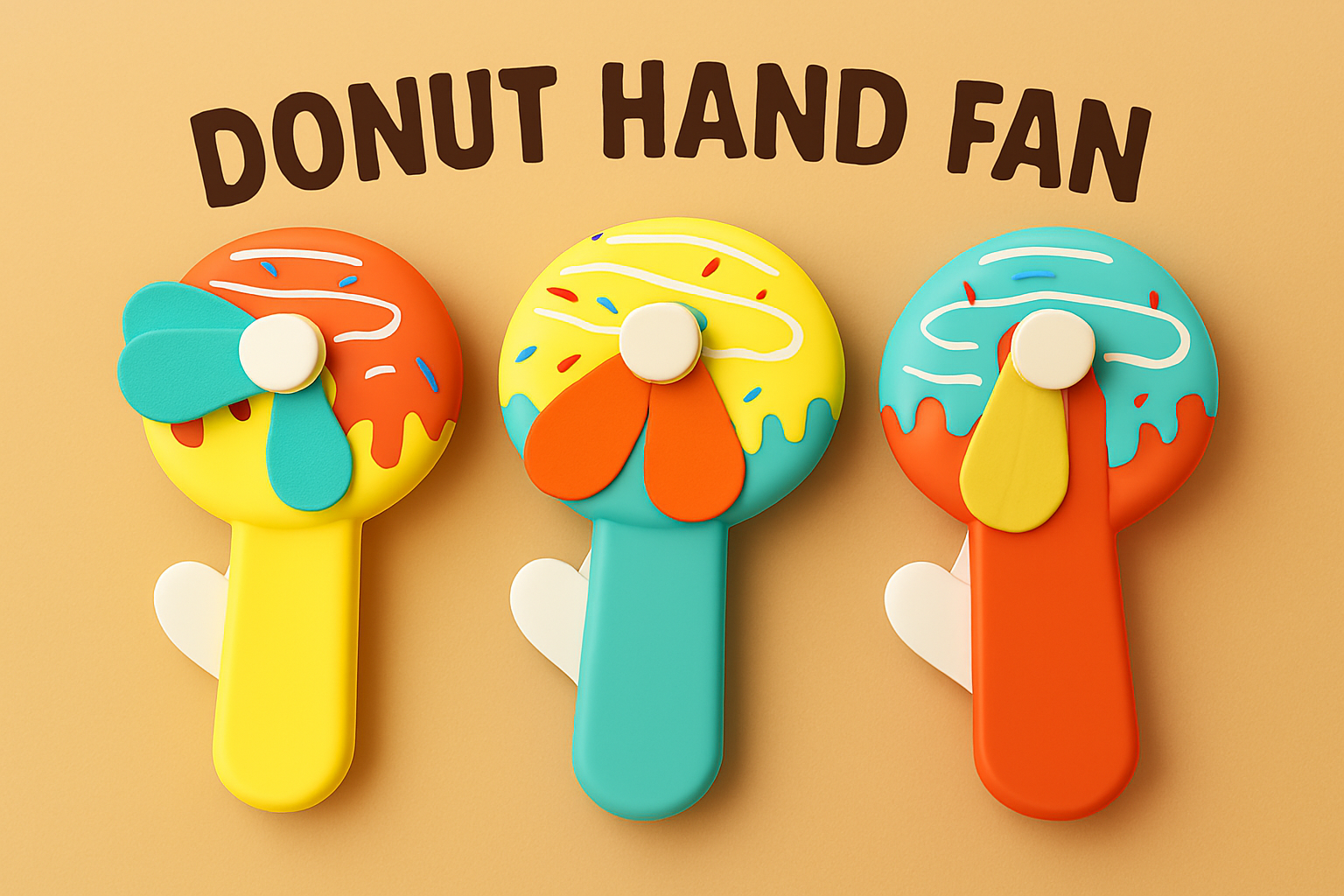 Handheld Donald Shape Toy Fan for Kids Cute Cartoon Design, Safe Soft Blades, Portable Mini Fan for Summer Play & Cooling (Random Color) - Image 2