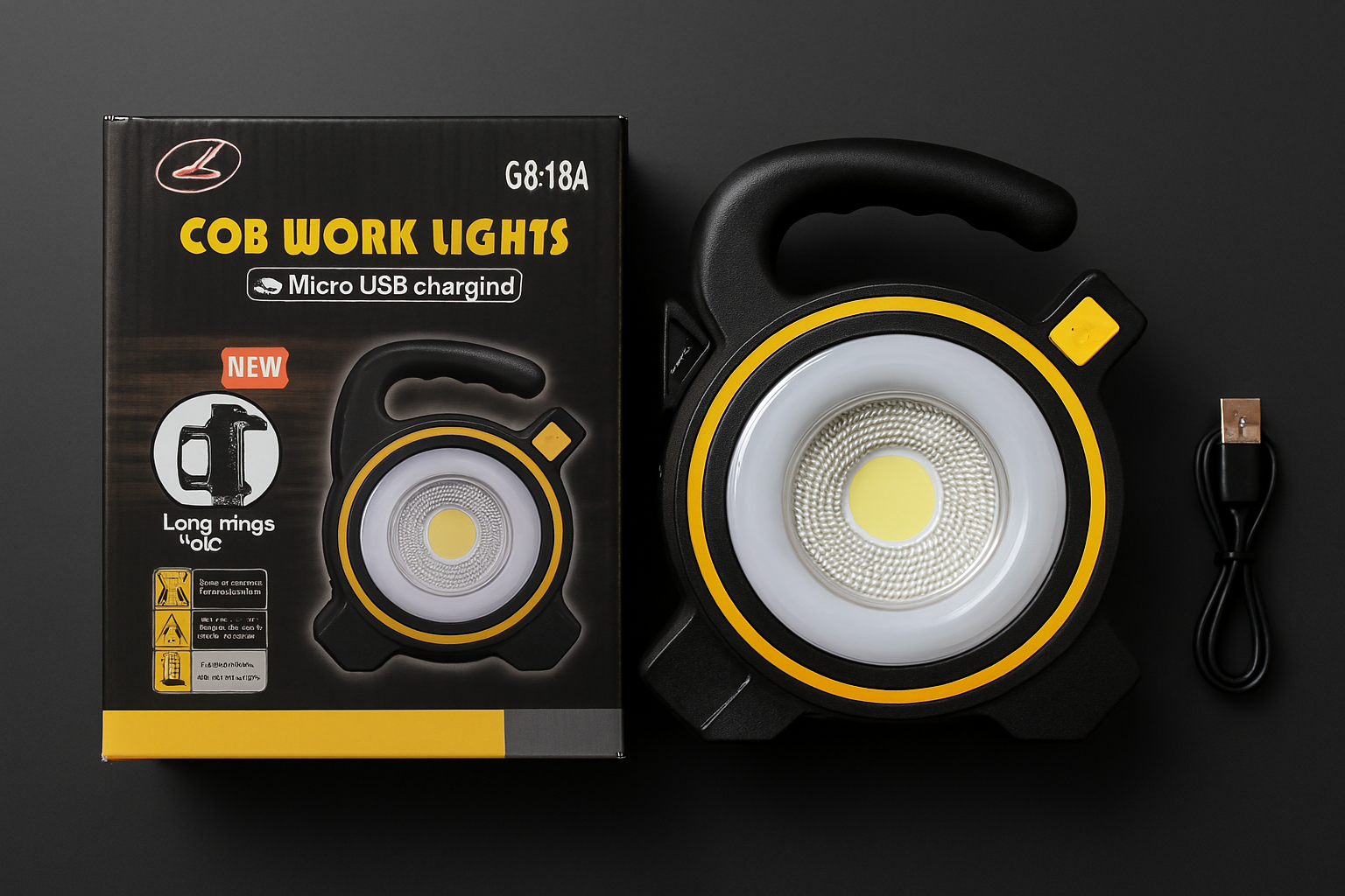 COB LED Work Light JY-819A Rechargeable Portable Torch with Micro USB Charging, Ultra-Bright Illumination & Durable Design for Home, Car & Outdoor Use - Image 4
