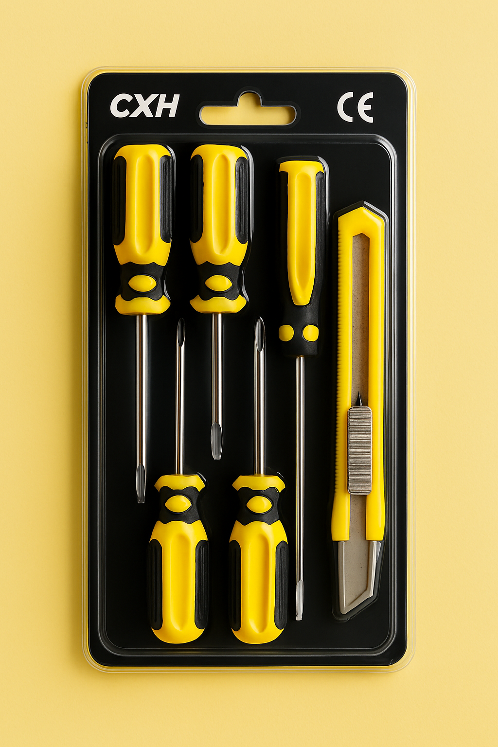Set of 5 Screwdrivers & 1 Cutter High Quality Hand Tool Kit with 2 Straight, 3 Cross Screwdrivers & Sharp Cutter for Household and DIY Use