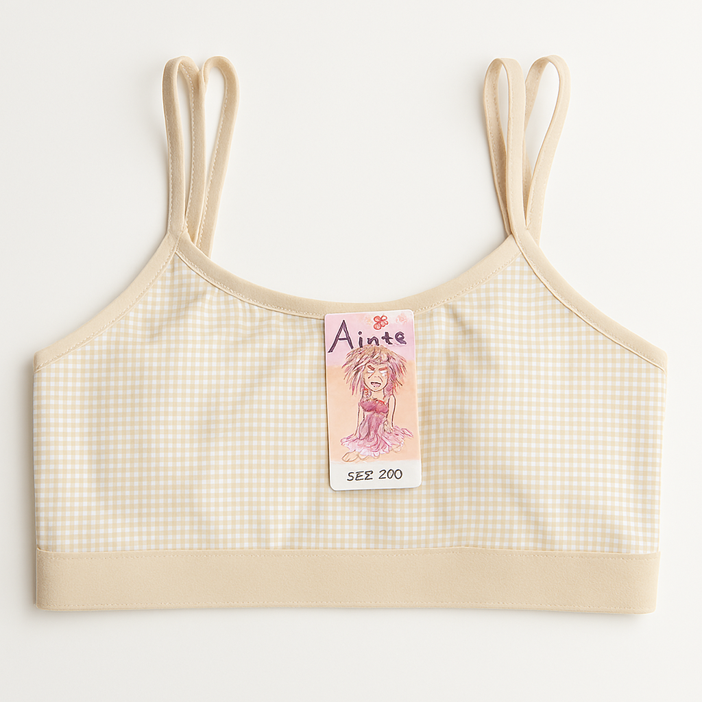 Dotted Style Soft Malai Bra for Girls Double Straps, Lightweight & Comfortable Non-Padded Bra (Beige) - Image 2