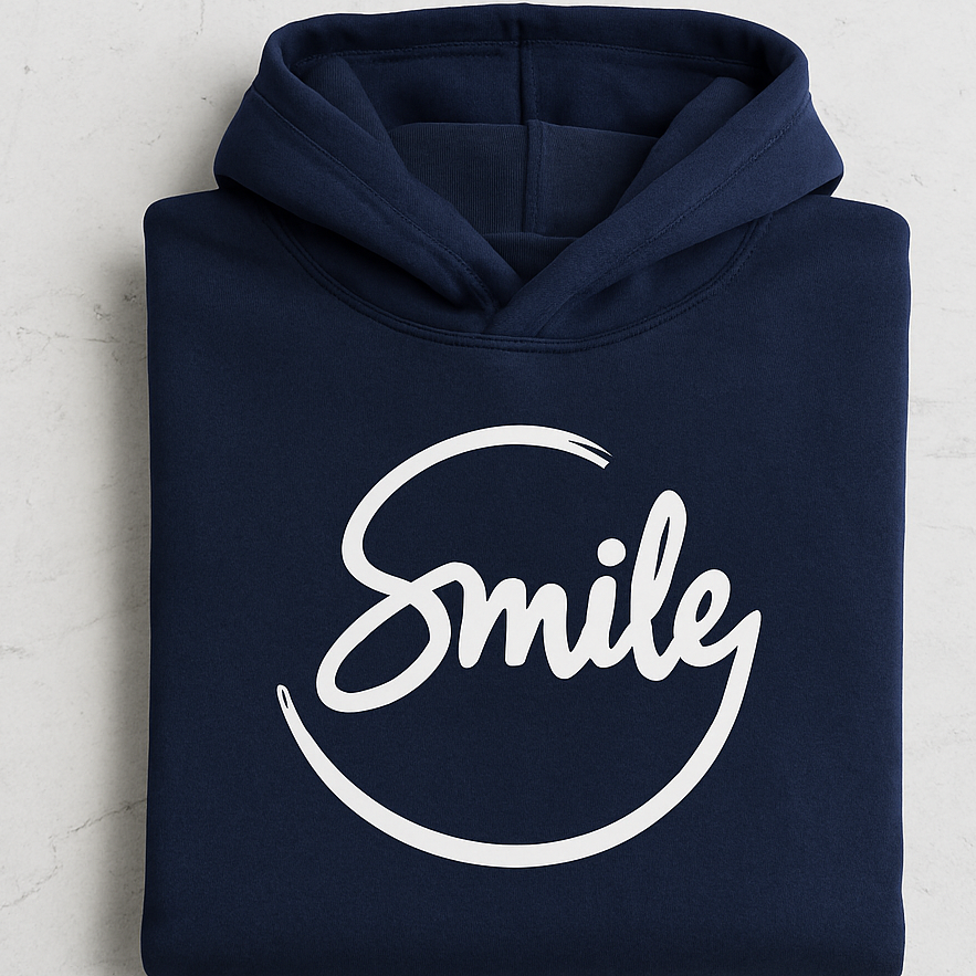 Navy Blue Smile Hoodie for Men - Image 2
