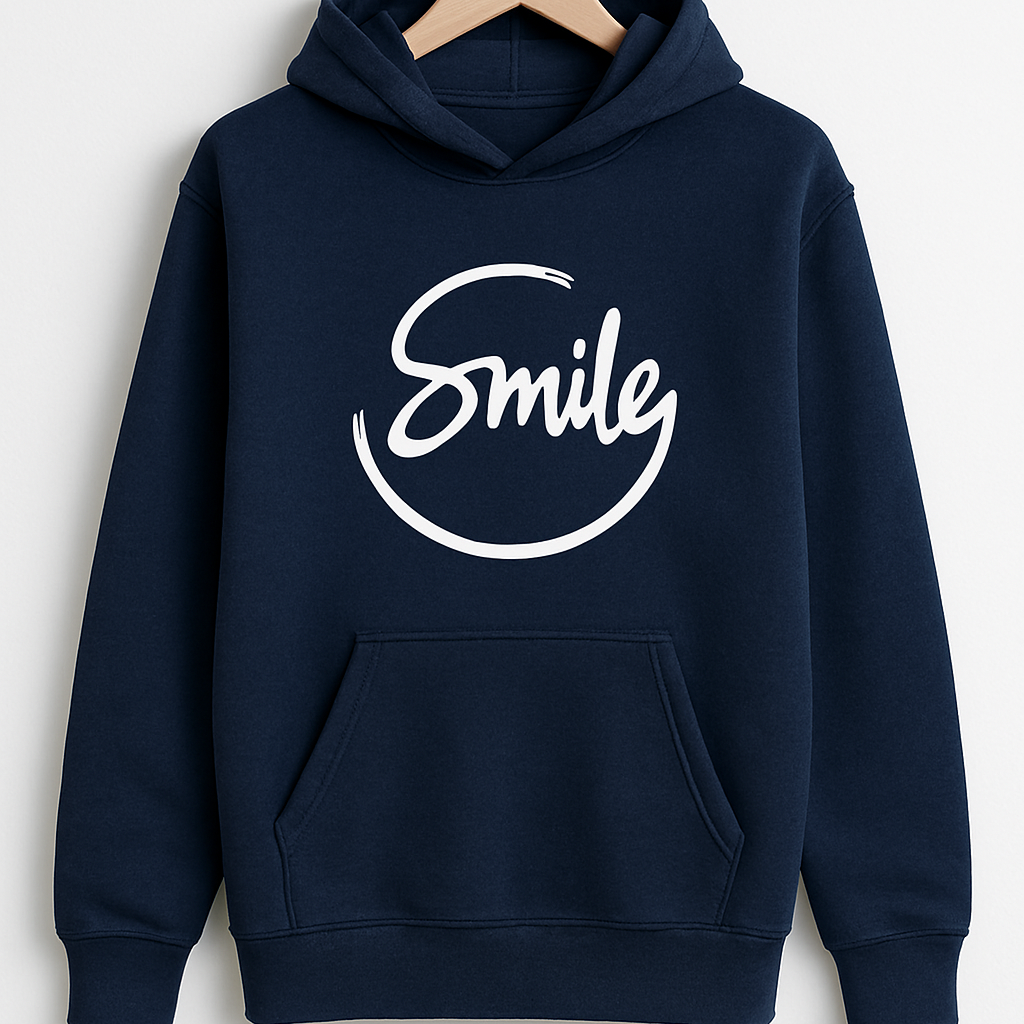 Navy Blue Smile Hoodie for Men - Image 3