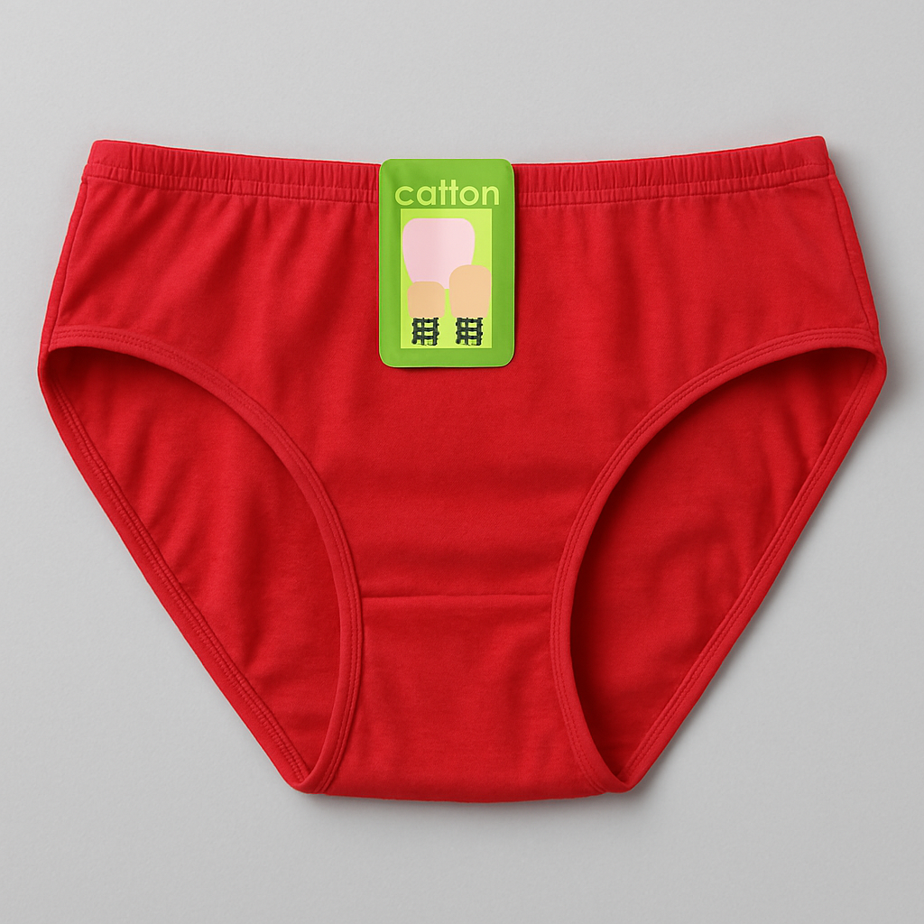 Jersey Plain Panty for Women Soft & Comfortable Everyday Underwear, Lightweight and Breathable Lingerie in Red (1 Piece) - Image 3
