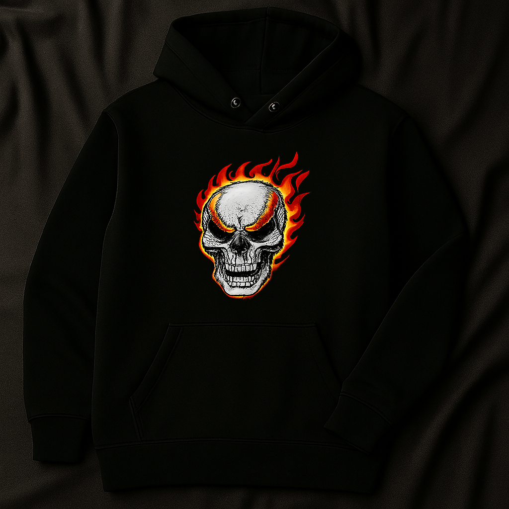 New Summer Collection Full Black Hoodie with Ghost Skull Print for Men and Boys Comfortable, Trendy & Casual Wear - Image 2