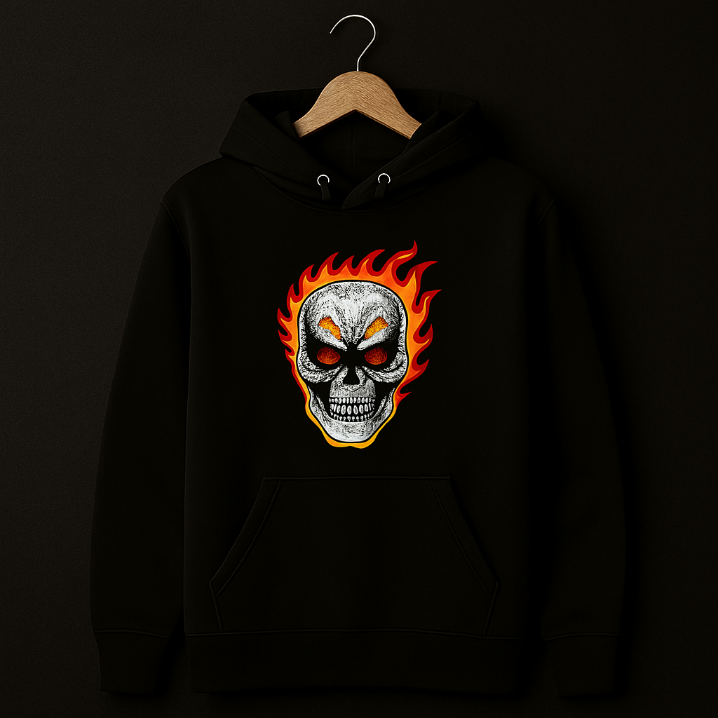 New Summer Collection Full Black Hoodie with Ghost Skull Print for Men and Boys Comfortable, Trendy & Casual Wear - Image 4