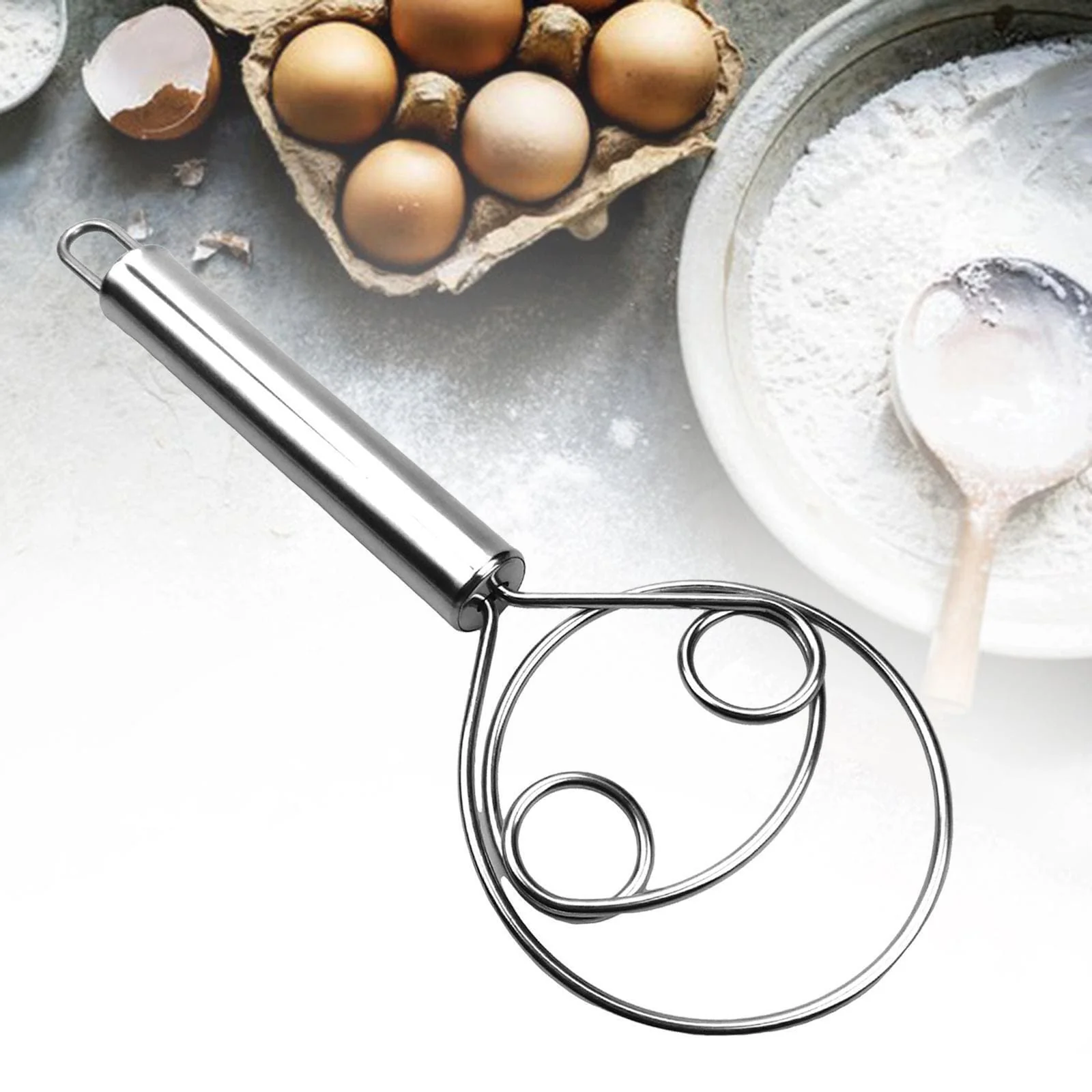 Manual Non Stick Steel Flour Cream Mixer Beater | Dough Whisk Mixer, Kitchen Baking Blender Tool - Image 4